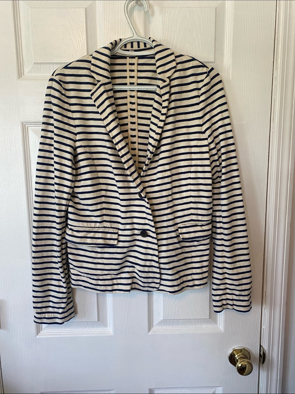 J. Crew Navy and Cream Striped Blazer